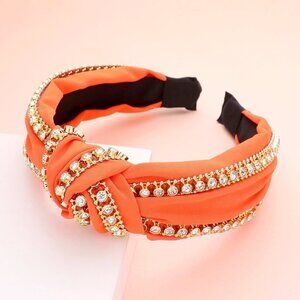 91.‎ Orange Gold Stone Metal Ball Embell